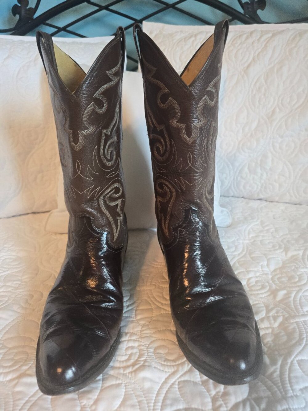 Panhandle Slim Eel Skin Cowboy Boots Men’s 11 Wide – Vintage Western – Excellent